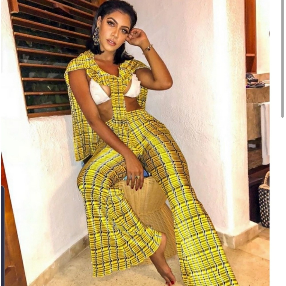 Zara Yellow Plaid Two-Piece Dress